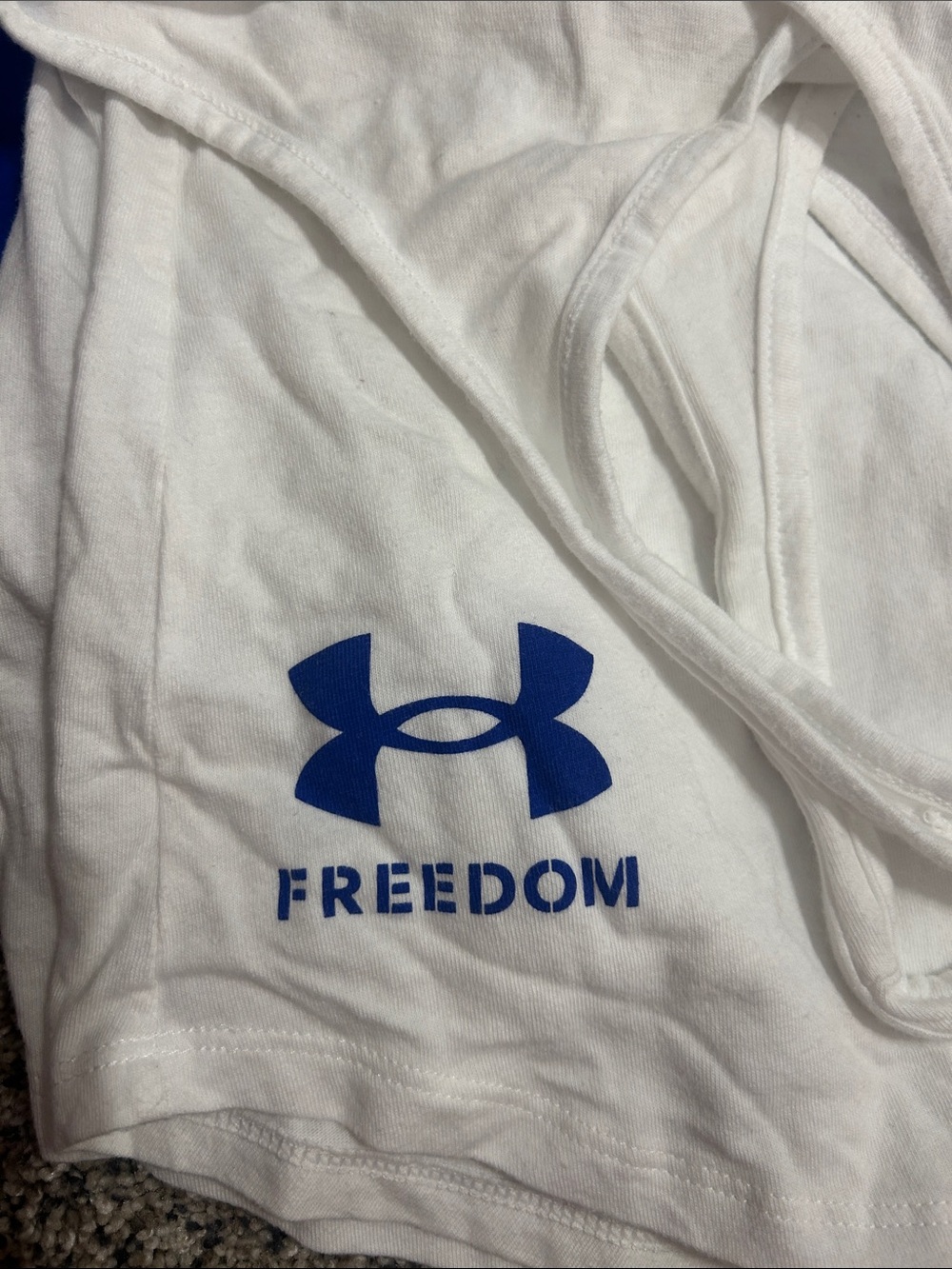 Under Armour White Tank with Blue Sports Bra and Blue Shorts Set - Picture 11 of 11
